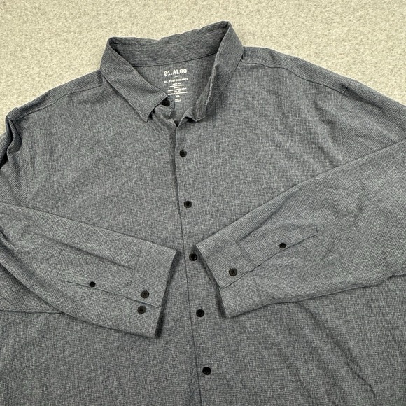 0.1 Algo Performance Dress Blue Mini Check Shirt Mens 3XL UPF 40+ Quick Dry - Picture 1 of 8